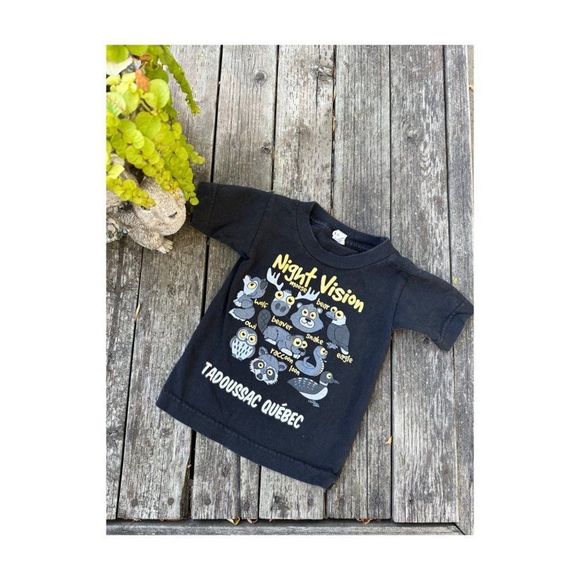 Allstyle Black Graphic Print Tee Shirt T-Shirt Night Vision Tadoussac Quebec 2T - Picture 4 of 5